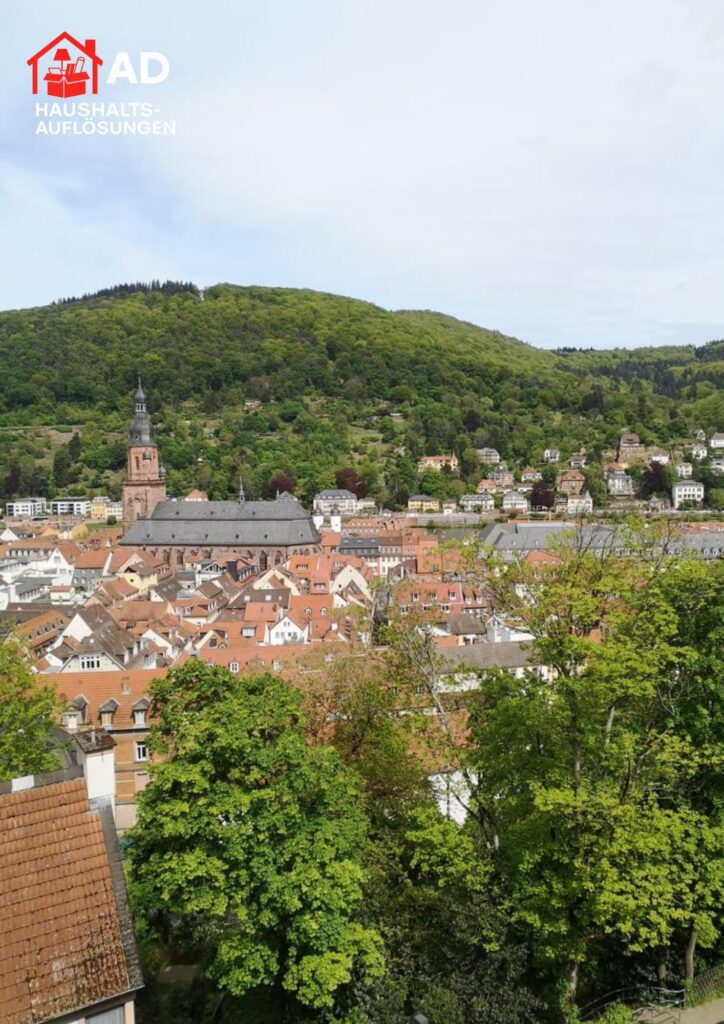 Altstadt Heidelberg mit Heiliggeistkirche und Königstuhl